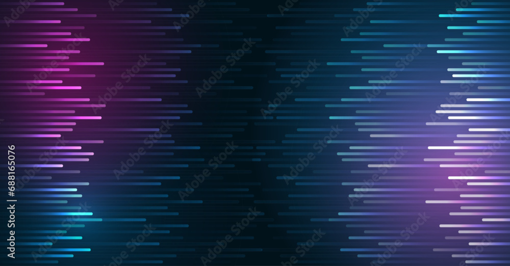 Poster Futuristic red-blue stripes with arrows. Modern high-tech background for presentations and websites. Abstract background with glowing dynamic lines.