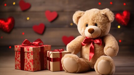 emotional masterpiece with a surprise gift— a teddy bear expressing love and emotions on Valentine's Day.