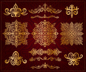 Royal Ornament Set. Decorative Swirl, scrolls, embellishments, for design, invitations, save the date, patterns. Filigree Dividers, mandalas