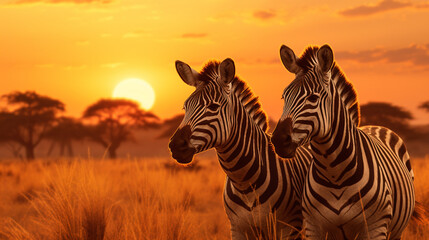 zebra at sunset