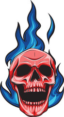 vector skull flames illustration design template