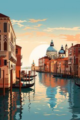 Venice Italy, graphic design illustration - obrazy, fototapety, plakaty