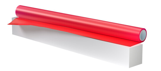 roll PVC film Red, Isolated on Png Format, 3D rendering