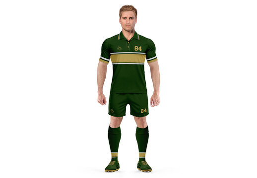 Rugby Player Mockup - Polo - Front View