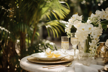 Table setting for garden dinner