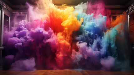 Explosive Artistry with Color Bombs in a Confined Space, Unleashing Creativity and Vibrant Energy