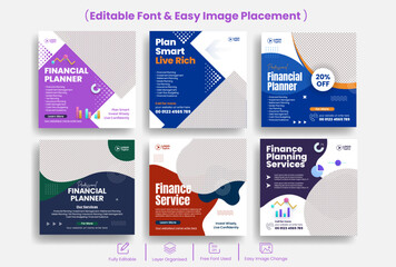 Editable social media post banners ads set for financial,Accounting and bookkeeping service, tax services, advertisement pack, modern
promotional corporate business marketing advertisement bundle - obrazy, fototapety, plakaty