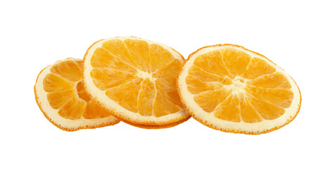 Dried slice of orange fruit isolated on a white background