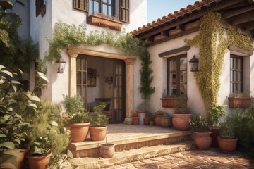 Entrance to private house in traditional Mediterranean style.