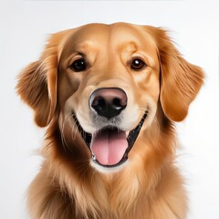 Ultra-Realistic Golden Retriever Portrait with White Background