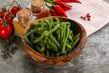 Vegan cuisine - boiled green bean