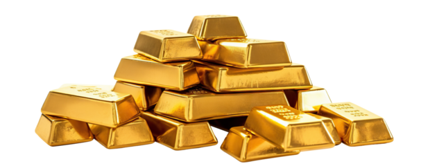 Gold bars stacks, cut out