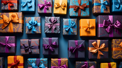 Festively Arranged Colorful Gifts - A Celebration of Joy and Generosity