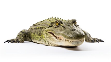 Isolated White Background Stock Image of Alligator and Crocodile