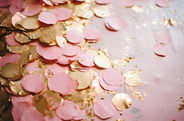 Obraz na płótnie Canvas pink confetti gold foil confetti gold foil,