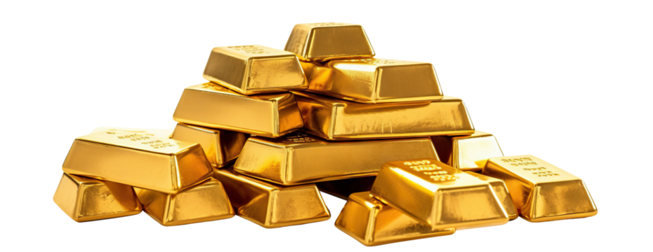 Gold bars stacks, cut out