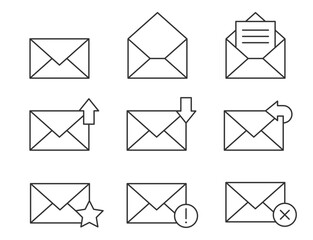 Set envelop icons letter. Envelope icon vector template. Mail symbol element. Mailing sign for web or print design.