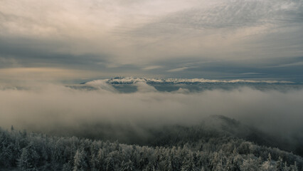 Panoramic View, Winter in Gorce Mountains, Lubań, Poland, Europe