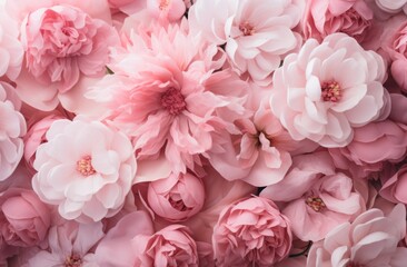 pink peony background with white and pink flowers, romantic influences,