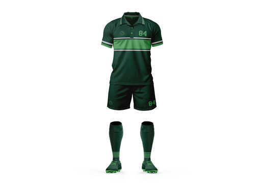 Rugby Uniform Mockup - Polo Collar - Front View