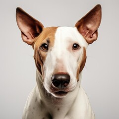 Bull Terrier Captured with Canon EOS 5D Mark IV Using 50mm Prime Lens Against White Background