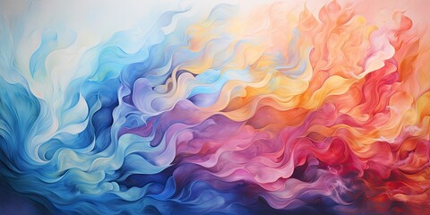 Abstract painting of a colorful waves.