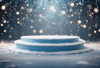 Empty ice podium winter stage 3d background of snow presentation product platform display cosmetic