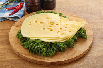 Sliced maasdam cheese for breakfast