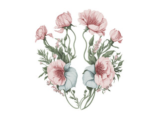 Watercolor Flowers And Roses for valentine's day and mother's day. Png Clip Art