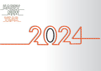 2024 typography logo design concept. Happy new year 2024 logo design