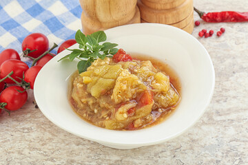Caucasian Mangal salad with baked vegetables