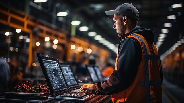 Factory worker in action: Industry and engineering