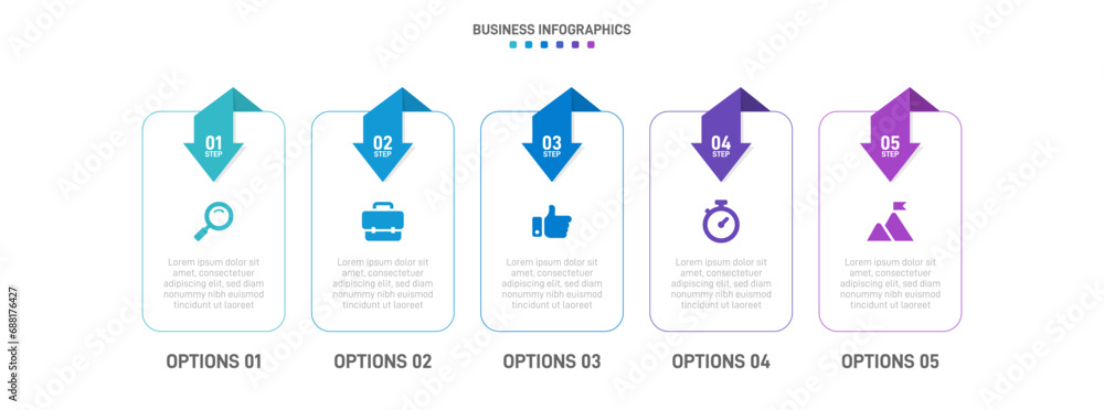 Poster timeline infographic with infochart. modern presentation template with 5 spets for business process.