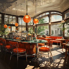 Illustration - vintage interior cafe 