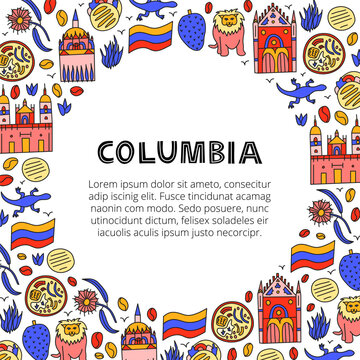 Poster with Columbia national landmarks and attractions.