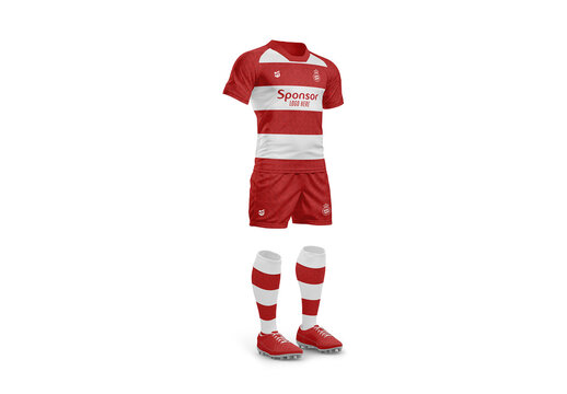 Rugby Player Mockup - U Collar - Half Side View