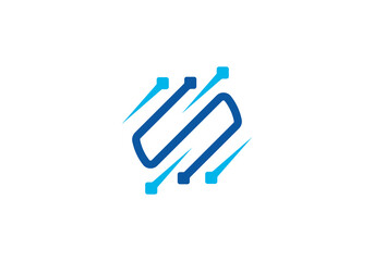 letter s technology logo, for symbol technology, internet, systems, and computers vector design