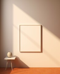 Interer home, apartment, wall painting template, poster, empty room with a wall and a frame