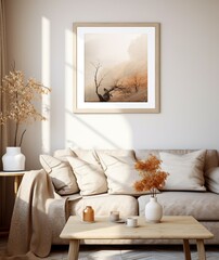 Interer home, apartment, wall painting template, poster, living room interior with fireplace
