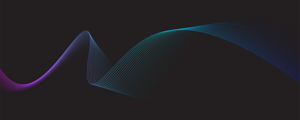 colorful motion sound wave on a dark background. Vector illustration