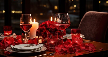 Obraz premium valentines day valentine's day dinner parties valentines day table service,