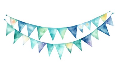 watercolor bunting garland isolated