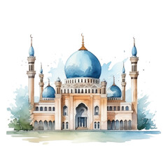 Naklejka premium watercolor mosque isolated