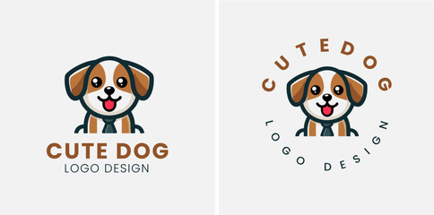 Cute dog logo vector, dog pet logo design vector template, vector illustration of a cute puppy.