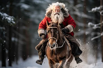 Poster Santa claus riding a horse generative ai © GHart