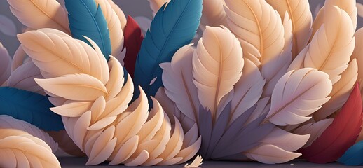 feathers background Colorful soft feathers, illustration