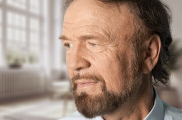 elderly man happy relaxing in the room