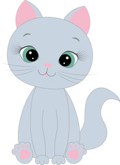 Cute cat kitty illustration grey