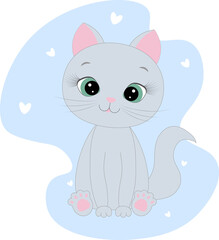 Cute cat kitty illustration grey