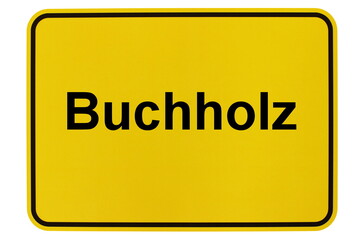 Illustration eines Ortsschildes der Gemeinde Buchholz in Mecklenburg-Vorpommern